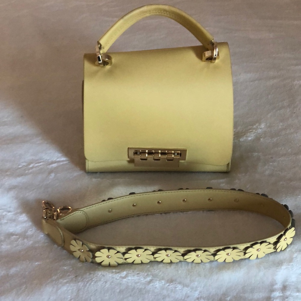Zac Posen Lemon Yellow Floral Strap Shoulder Bag - Picture 7 of 8